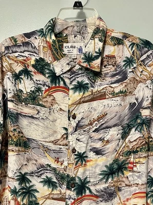 Vintage IOLANI Hawaiian Rayon Button Up Shirt Mens Large SS IOLANI - Image 1 of 4