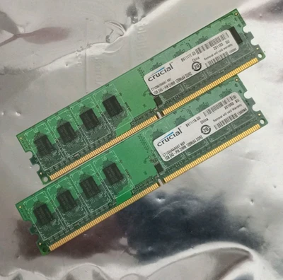 CRUCIAL CT12864AA667.K8F 2 X 1GB 240 PIN DIMM DDR2 DDR2-667/PC2-5300 Memory - Image 1 of 2