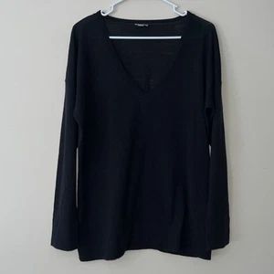 J JILL Merino Wool Sweater V Neck Black Women’s Size Large - Picture 1 of 4