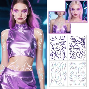 KPop Cosplay Demon Hunter Temporary Tattoos Purple makeup sticker tattoo O69C - Picture 1 of 15