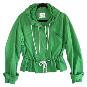 Urban Outfitters Windbreaker Damen S Kelly Grün Cropped Hoodie Nylon Jacke - Bild 1 von 13