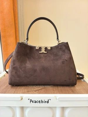 Tory Burch Eleanor Suede Cocoa Satchel Convertible Crossbody Bag New - Image 1 of 4