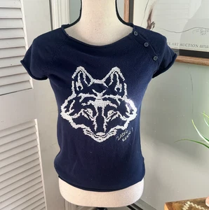 ZADIG VOLTAIRE Girls Sweater 12 Navy Blue Embroidered Fox Zadig Rocks Casual - Picture 1 of 12