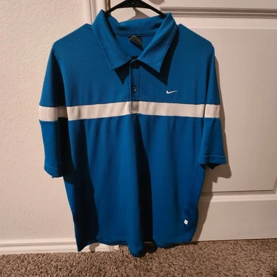 Polo de golf Nike Sphere Dry azul manga corta para hombre talla L Foto 1 de 4