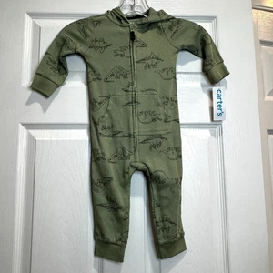 Carter's Baby Junge Spielanzug Thermo Einteiler Dinosaurier Größe 12 Monate Neu mit Etikett - Bild 1 von 9