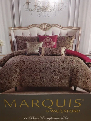MARQUIS BY WATERFORD 6 PIECE COMFORTER SET KING SIZE NEW WATERFORD COMFORTER SET - Image 1 of 4