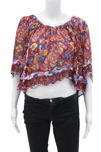 Isabel Marant Etoile Womens Printed Crew Neck 3/4 Sleeve Blouse Top Red Size 34 - Picture 1 of 6