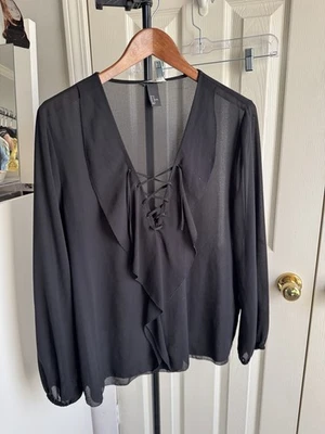 Blusa Top Mujer H&M Rosa Transparente Ligera Talla 14 Foto 1 de 4