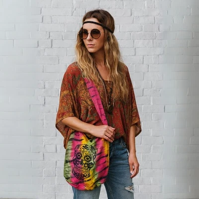 Bolso Bandolera Tie-Dye Patchwork Boho Hobo Mensajero Hippie Bohemio Algodón Foto 1 de 4