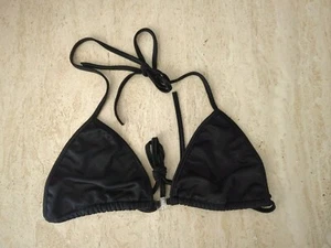 Black Lined Triangle Bra Bikini Top Brand New One Size - Picture 1 of 2