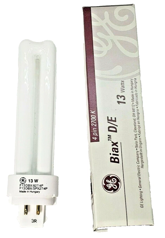 GE 4-Pin Biax 13 Watt  2700K F13DBX/827/ECO4P G24q-1  Compact Fluorescent Bulb - Image 1 of 1