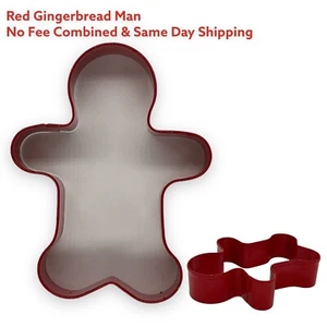 Cookie Cutter Gingerbread Man Red Christmas Shape 4” Stocking Stuffer Ornament - Picture 1 of 4