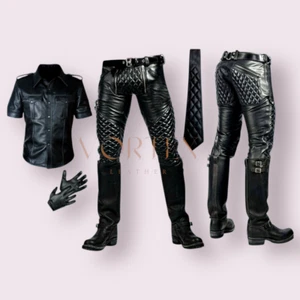 Men's Black Leather Full Suit Genuine Soft Lambskin Motorbike Suit LGBT - Picture 1 of 3
