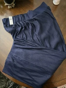Anthropologie Gr. 1x massiv blau breitbeinig Poylester Crinkleflat vorne Baumwollhose - Bild 1 von 10