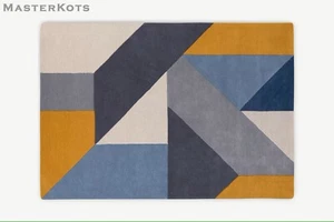 Holden Geometric - Tonal Blue, Handgetuftet 100% Wolle Weich Bereich Teppich - Bild 1 von 5