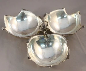 VINTAGE HANDGEFERTIGTE SCIARROTTA STERLING DREIBLÄTTRIGE GEDREHTE SCHALE MIT SEILGRIFF - Bild 1 von 5