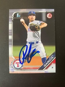 Ryan Garcia Signed 2019 Bowman Draft Card Texas Rangers Autograph COA