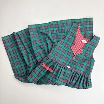 Vestido DOGWOOD LANE Tartán Escocés Delantal Mediano De Colección Años 80 Bordado Otoño Manzanas Foto 1 de 4