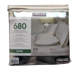 Kirkland Signature 680 Thread 6-Piece Sheet Set King Gray - Picture 1 of 8