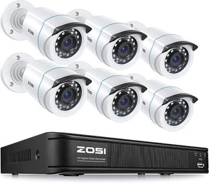 ZOSI Security System H.265+ 5MP Lite 8CH DVR+6 1080P Bullet Camera Remote Access - Picture 1 of 10