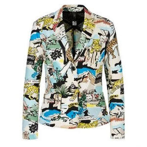 Marc Cain Cartoon Print Blazer Sz 8 Deep Sea - Picture 1 of 16