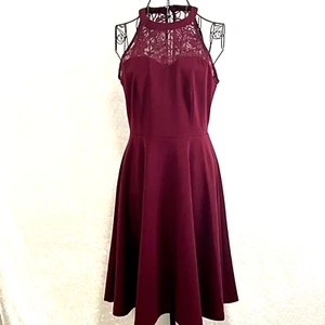 BBONLINEDRESS Bare Shoulder Sundress Womens M Wine Fit Flare Lace Top - Picture 1 of 12