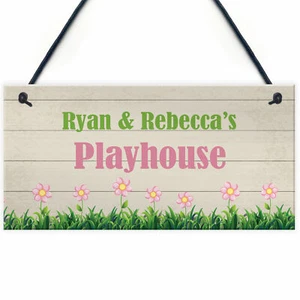 PERSONALISED Playhouse Garden Sign Hanging Den Room Plaque Gift - Picture 1 of 9