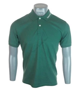 New Mens Authentic Calvin Klein Polo Shirt Stretch Embroidered Slim Fit Green - Picture 1 of 7