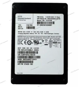 Samsung PM1633a 3.84TB HPE SSD SAS 12Gbps MZ-ILS3T8N MZILS3T8HMLH-000H4 - Afbeelding 1 van 1