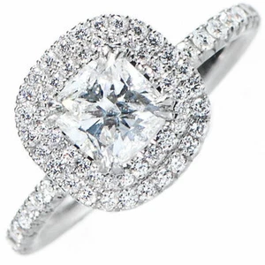 GIA Certified 2.11 carat Diamond Engagement Ring Natural Cushion cut   18K Gold - Picture 1 of 4