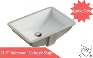 21-1/2-Inch White Ceramic Rectangular Shape Bathroom Vanity Undermount Sink - Picture 1 of 1