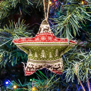 Christbaumschmuck aus Stoff im Landhausstil zum Aufhängen - Bild 1 von 2