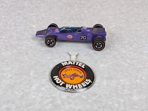 HOT WHEELS REDLINE 1969 LOTUS TURBINE PURPLE W/ BUTTON BADGE - Foto 1 di 9