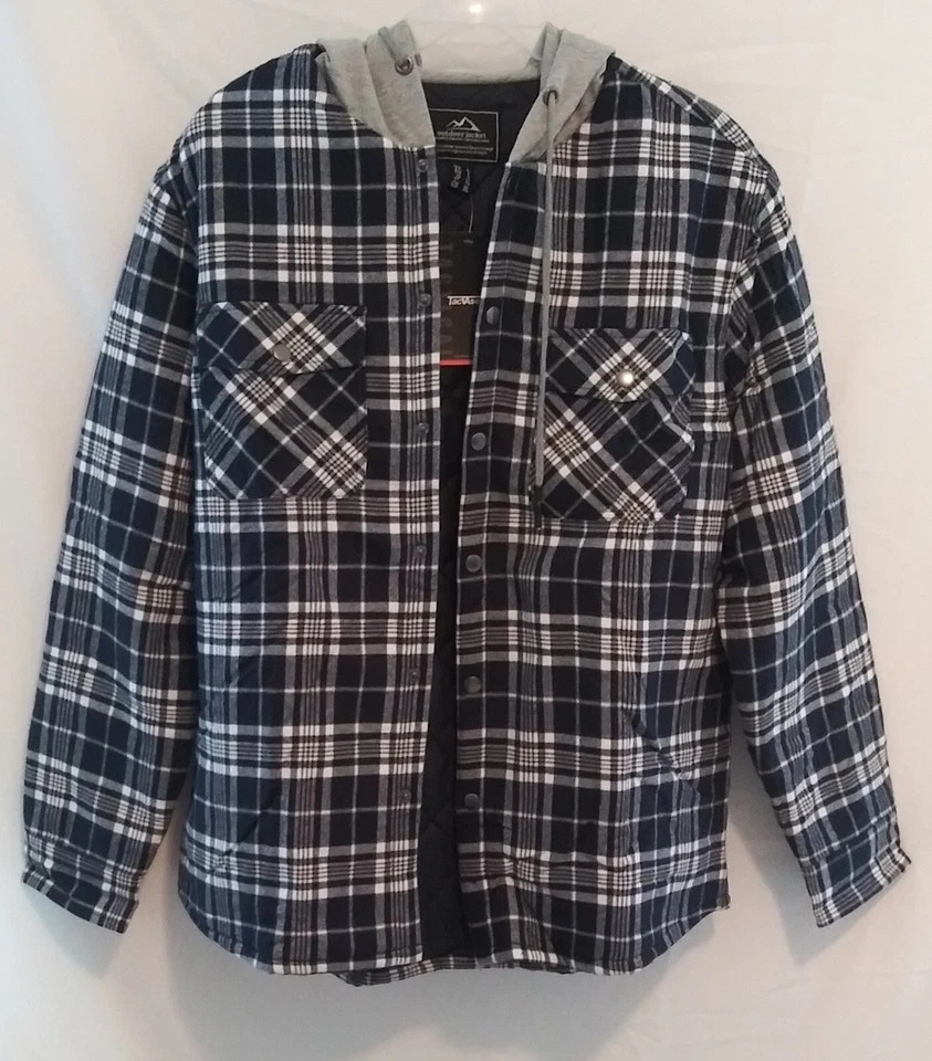 Camisa chaqueta con capucha de franela a cuadros gruesa talla L de Tacvasen para hombre Foto 1 de 1