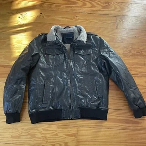 Tommy Hilfiger Fliegerjacke Sherpa gefüttert braun Kunstleder vegan Large - Bild 1 von 6