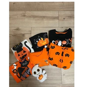 Cat & Jack 6/6X Halloween Bundle Hoodie Long Sleeves Tees Orange Black - Picture 1 of 10