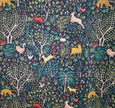 Folkworld in Admiral por Robert Allen 100 % algodón pato 54" con animales árboles Foto 1 de 2