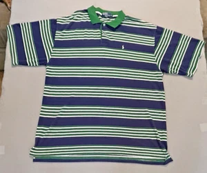 Polo Ralph Lauren Hemd Herren 5XL grün blau gestreift Pony 90er Preppy Vintage - Bild 1 von 9