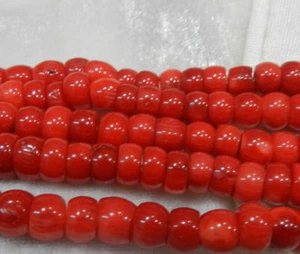 4x8mm Red Natural Sea Coral Abacus Loose Beads strand 15Inch - Picture 1 of 6