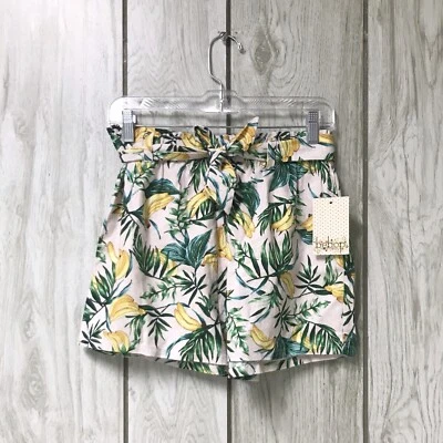 BEBOP Mujeres Multicolor Banana Bunch Tropical Hoja Cintura Atada Bolsa de Papel Pantalones Cortos M Foto 1 de 4