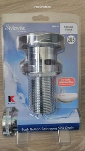 (1)-Keeney 1-1/4" Chrome-Plated Brass Universal Push Button Sink Drain 205 - Picture 1 of 5