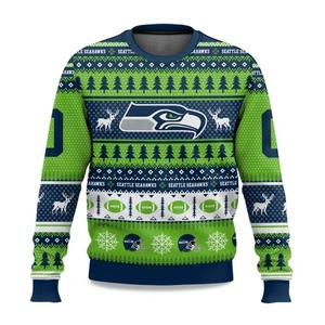 2025 Christmas Seahawks Personalized Ugly Sweater -  Christmas Gift - Picture 1 of 6