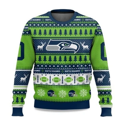 2025 Christmas Seahawks Personalized Ugly Sweater -  Christmas Gift - Image 1 of 4