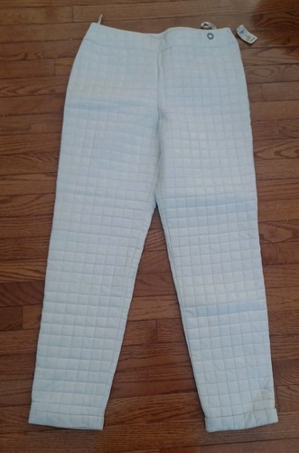 Pantaloni VINTAGE CHANEL AF94 pelle di agnello slim BIANCO modello quadrato EURO TG 44 NUOVI CON ETICHETTE RARI