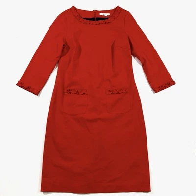 Boden Miranda Ponte Ruffle Trim Dress Red Size 8 Long - Image 1 of 4