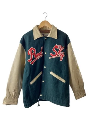 AVIREX 90s RED SKY Stadium Jacket XS Leather GRN Leather Switching Hood Missing - Image 1 of 4