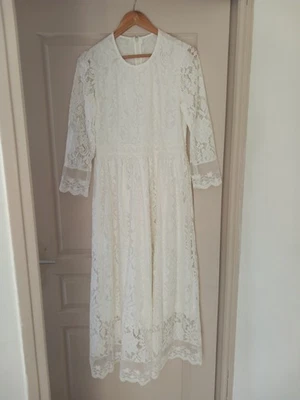 Magnifique robe longue bohème en dentelle écru parfaite mariage/cérémonie XL - Photo 1/4