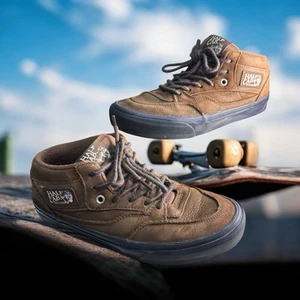 Vans Half Cab Skateboard Shoes Brown Suede Leather Men Size 8 Nick Michel - Picture 1 of 12