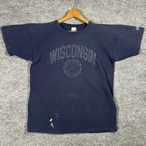 VINTAGE 80s University of Wisconsin T-Shirt Herren Large Faded Thrashed Champion - Bild 1 von 13