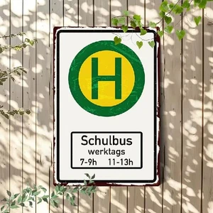 Blechschild Schulbus Bus Haltestelle Nostalgie Vintage Metallschild TE4157 - Bild 1 von 2